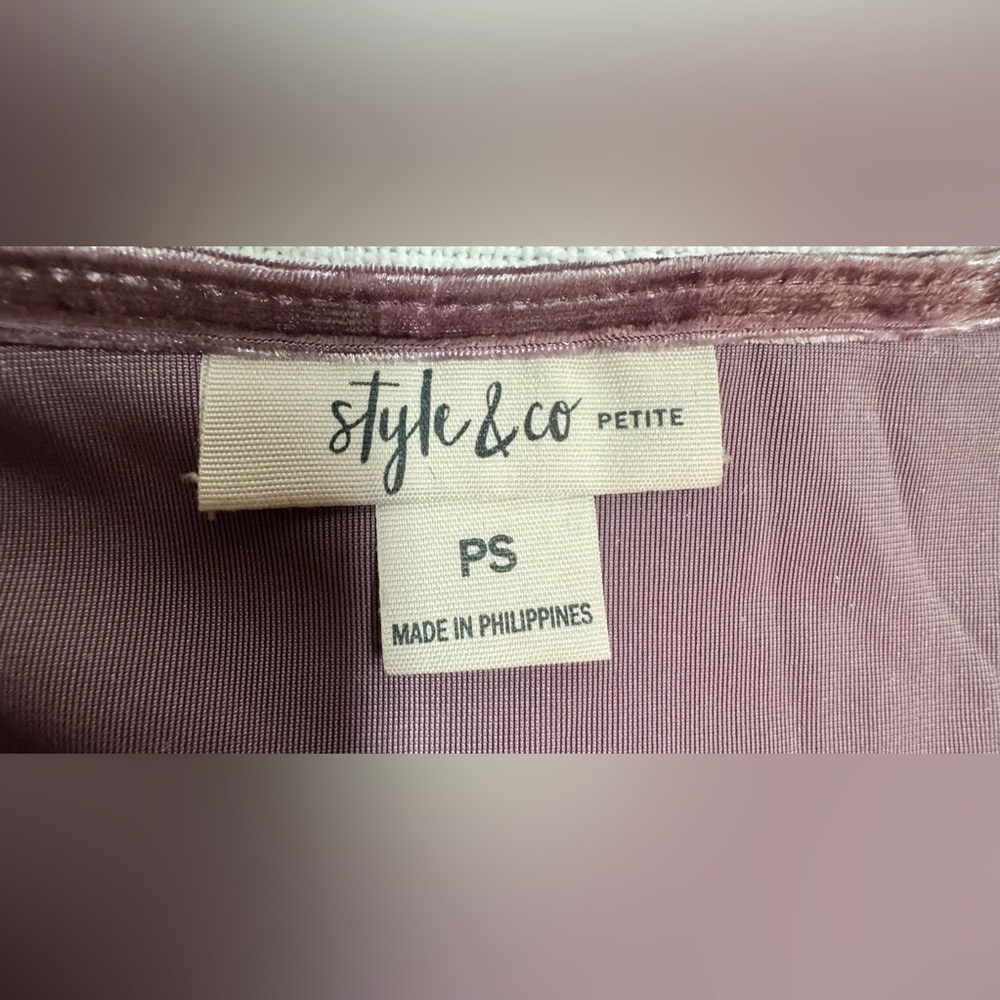 Style & Co. Velvet Floral Blouse - Mauve Women - Picture 11 of 15